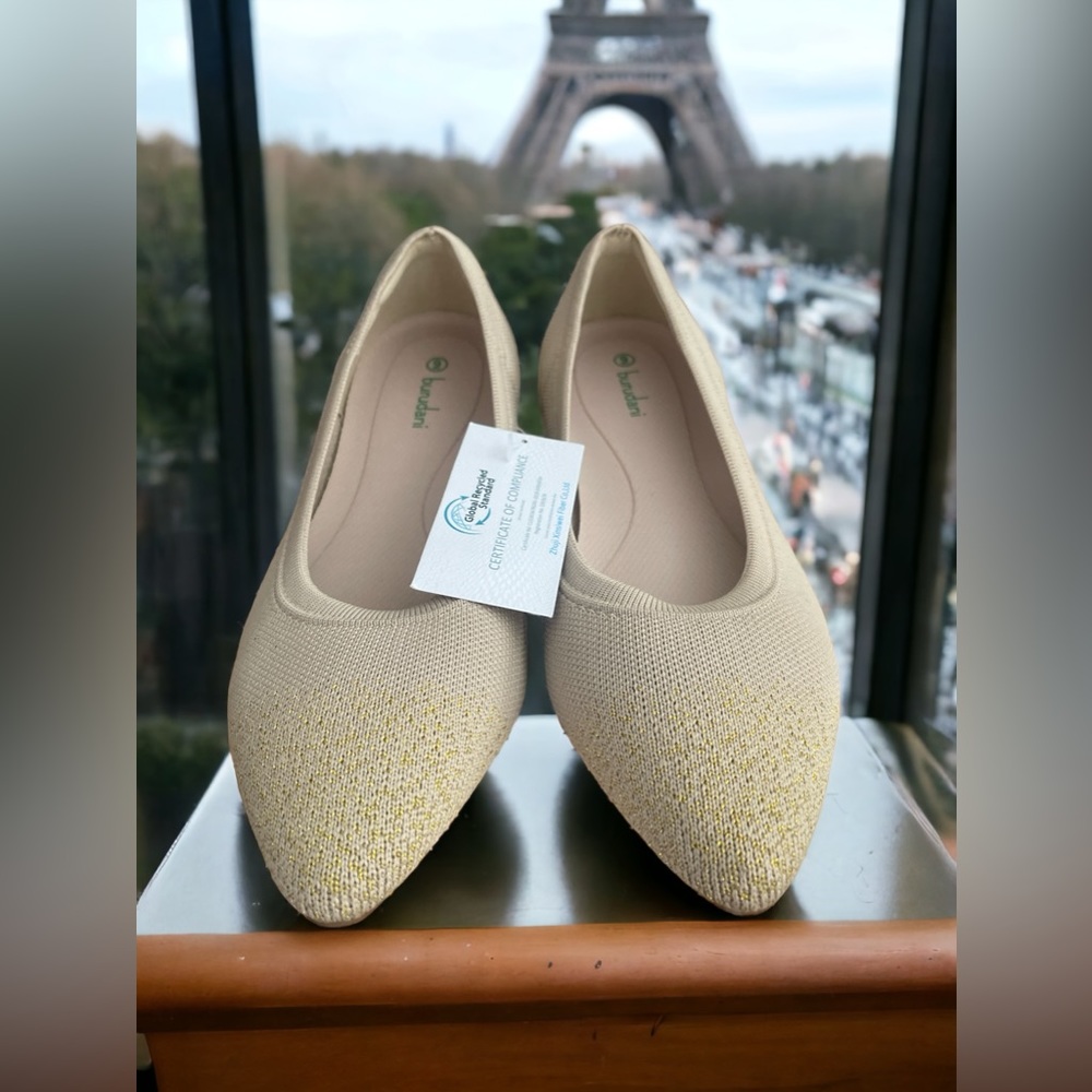 BURUDANI WOMEN POINTED TOE BALLET FLAT COMFORTABLE KNIT MESH OFFICE FLATS.  NWT